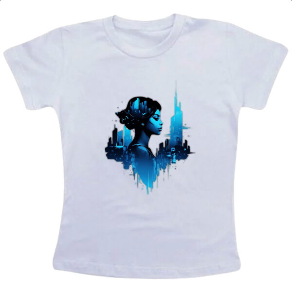 Camiseta Infanto Juvenil Garota futurista silhueta