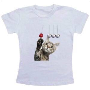 Camiseta Infanto Juvenil Gatinho brincando com pendulo