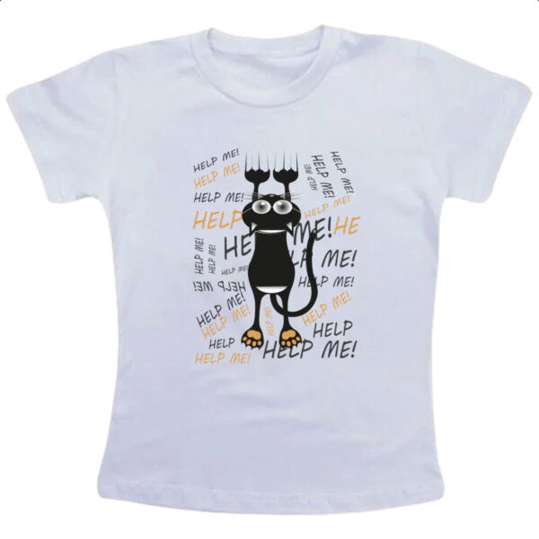 Camiseta Infanto Juvenil Gato Cat Help Socorro