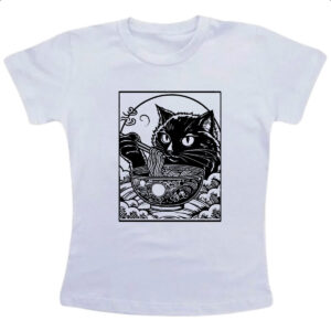 Camiseta Infanto Juvenil Gato comendo lamen