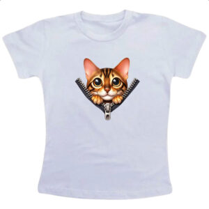 Camiseta Infanto Juvenil Gato de bengala no ziper