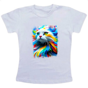 Camiseta Infanto Juvenil Gato Splash Art Color