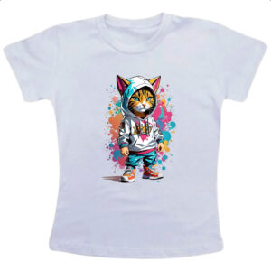 Camiseta Infanto Juvenil Gato Splash Grafite