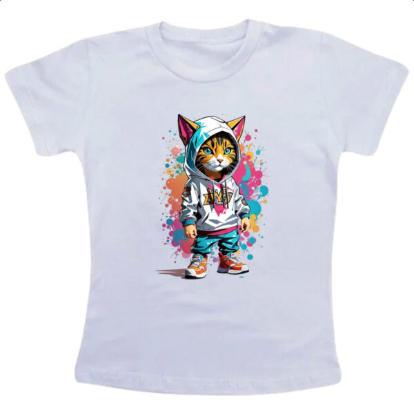 Camiseta Infanto Juvenil Gato Splash Grafite