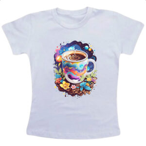 Camiseta Infanto Juvenil Xicara de cafe na galaxia