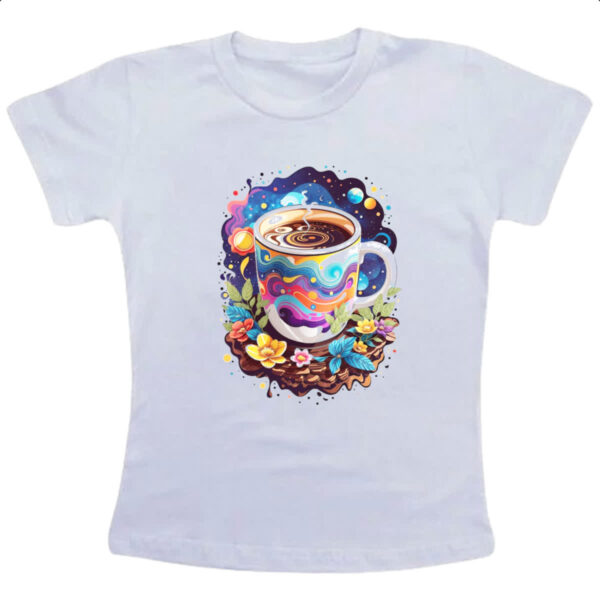 Camiseta Infanto Juvenil Xicara de cafe na galaxia
