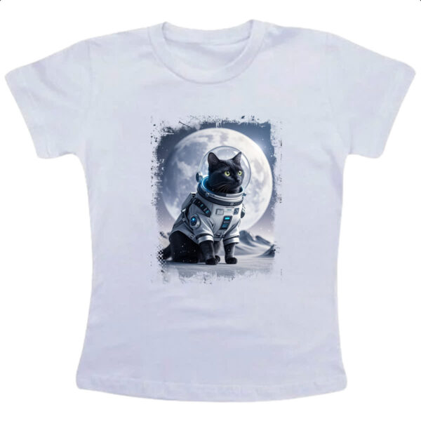 Camiseta Infanto Juvenil Gato preto astronauta