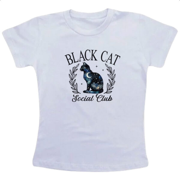 Camiseta Infanto Juvenil Gato preto noite social club