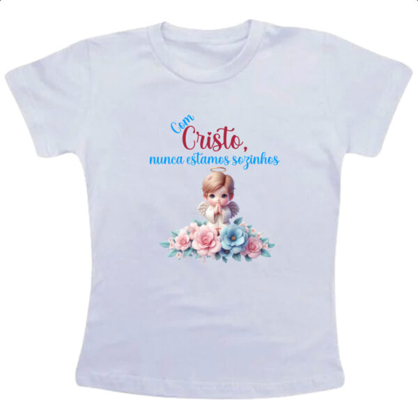 Camiseta Infanto Juvenil Anjo com Cristo
