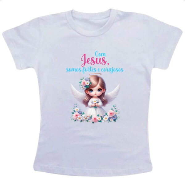 Camiseta Infanto Juvenil Anjo com Jesus