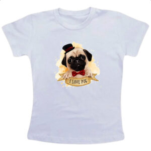 Camiseta Infanto Juvenil I love pug