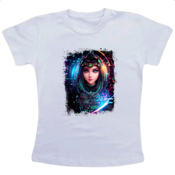 Camiseta Infanto Juvenil Inteligengia Artificial Mulher Holografica