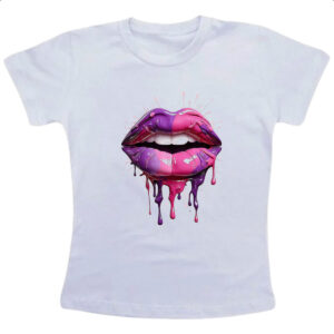 Camiseta Infanto Juvenil Labios pink e purpura derretendo
