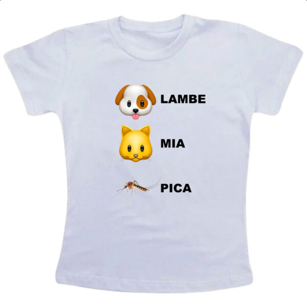Camiseta Infanto Juvenil Lambe mia e pica