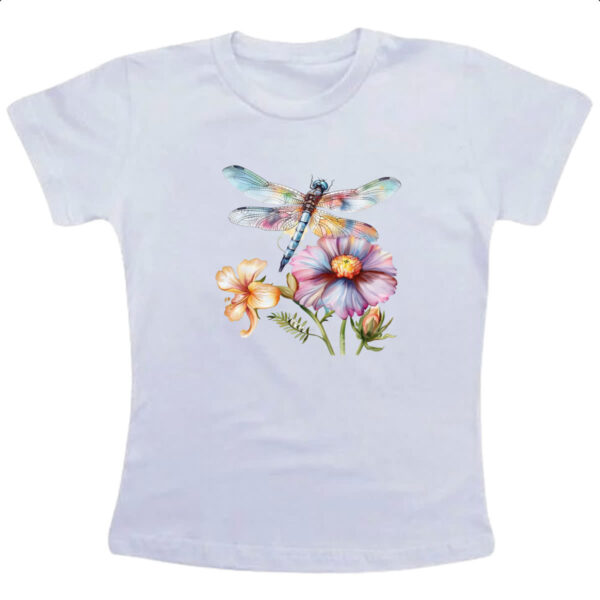 Camiseta Infanto Juvenil Libelula na flor