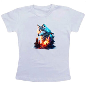 Camiseta Infanto Juvenil Lobo brilhante terreno rochoso