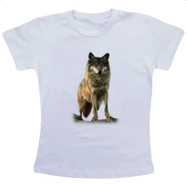 Camiseta Infanto Juvenil Lobo cinza americano