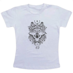 Camiseta Infanto Juvenil Lobo selvagem apanhador de sonhos