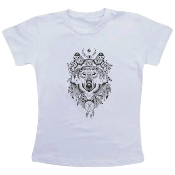 Camiseta Infanto Juvenil Lobo selvagem apanhador de sonhos