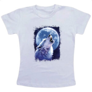Camiseta Infanto Juvenil Lobo uivando ao luar