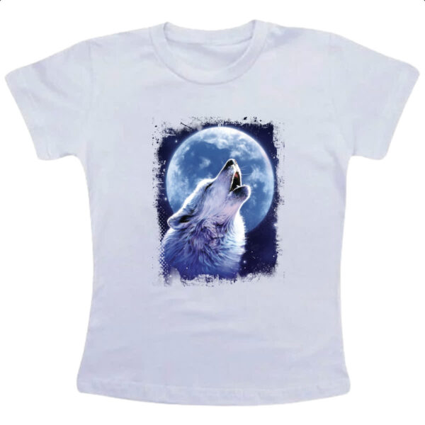 Camiseta Infanto Juvenil Lobo uivando ao luar