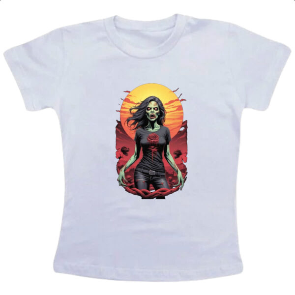 Camiseta Infanto Juvenil Mulher Zumbi Sunset Art