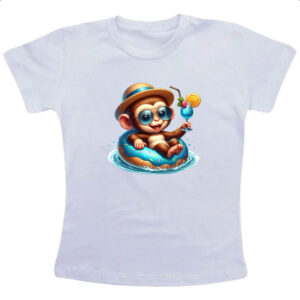 Camiseta Infanto Juvenil Macaco na boia