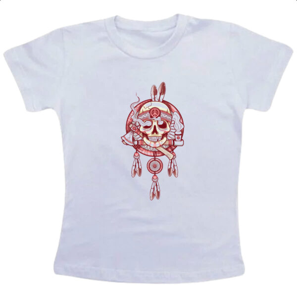 Camiseta Infanto Juvenil Mandala Caveira Indigena