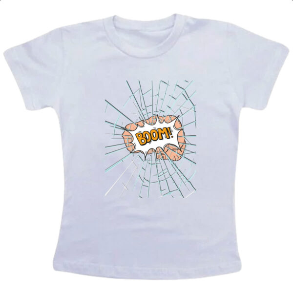 Camiseta Infanto Juvenil Mao soco no vidro Boom