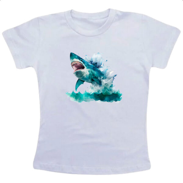 Camiseta Infanto Juvenil Megalodonte aquarela 1