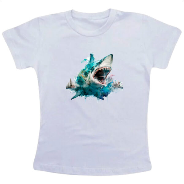 Camiseta Infanto Juvenil Megalodonte aquarela 3
