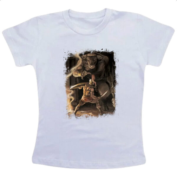 Camiseta Infanto Juvenil Mitologia Teseu vs Minotauro 01