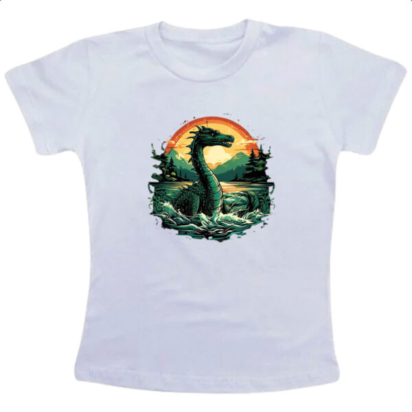 Camiseta Infanto Juvenil Monstro do Lago Ness Sunset Art