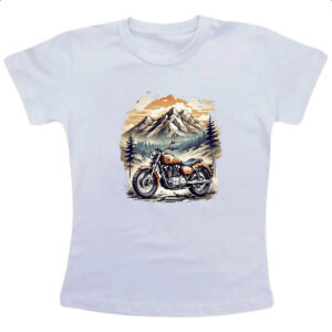 Camiseta Infanto Juvenil Motocicleta vintage montanhas