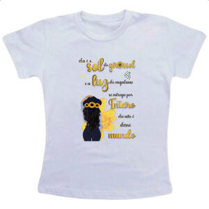 Camiseta Infanto Juvenil Mulher e o girassol e a luz