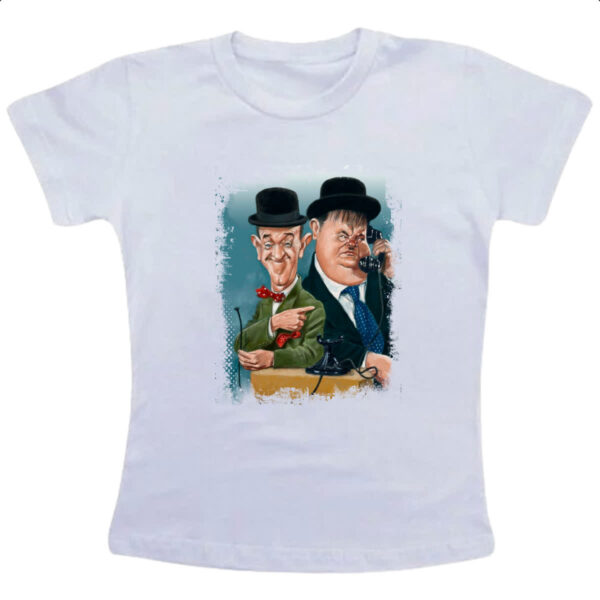 Camiseta Infanto Juvenil Nostalgia O Gordo e o Magro Caricatura