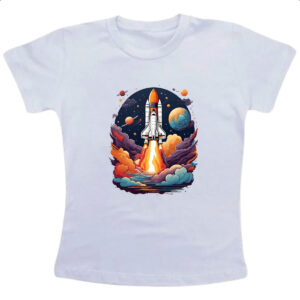 Camiseta Infanto Juvenil Nave Espacial em lancamento