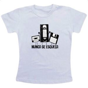 Camiseta Infanto Juvenil Nunca se esqueca K7 VHS e Disquete