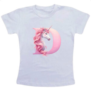 Camiseta Infanto Juvenil Unicornio Alfabeto Letra D