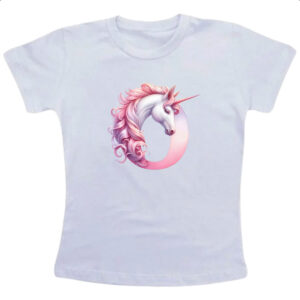 Camiseta Infanto Juvenil Unicornio Alfabeto Letra O
