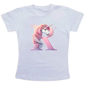 Camiseta Infanto Juvenil Unicornio Alfabeto Letra R