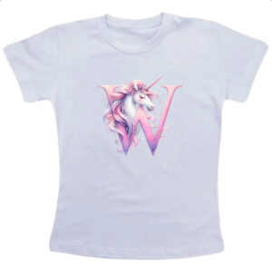 Camiseta Infanto Juvenil Unicornio Alfabeto Letra W