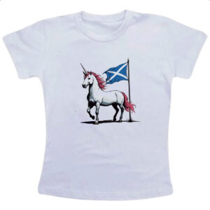 Camiseta Infanto Juvenil Unicornio bandeira Escocia
