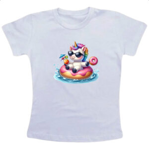 Camiseta Infanto Juvenil Unicornio na boia