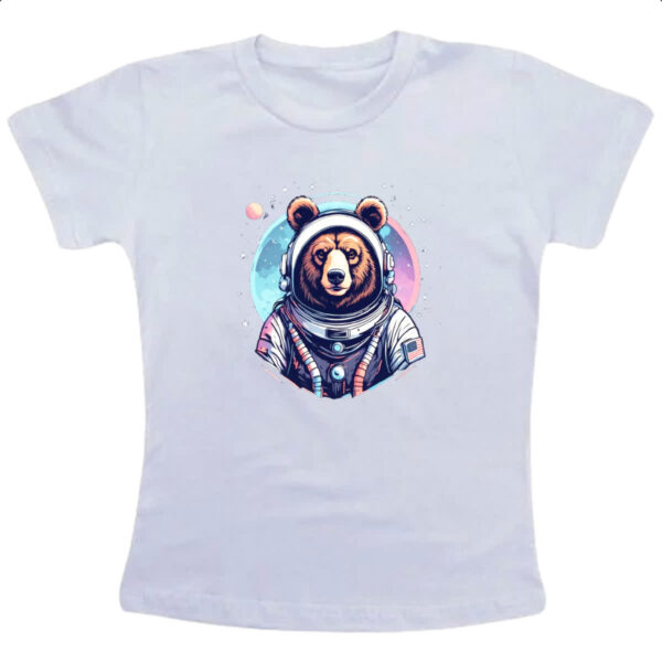 Camiseta Infanto Juvenil Urso pardo astronauta