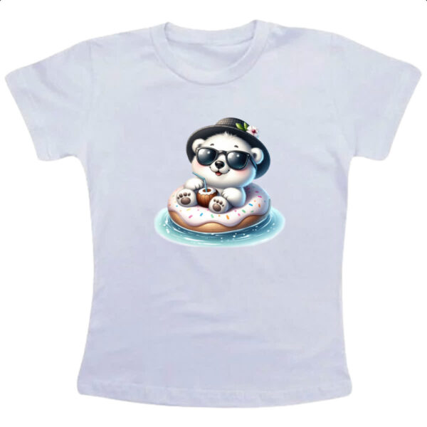 Camiseta Infanto Juvenil Urso polar na boia