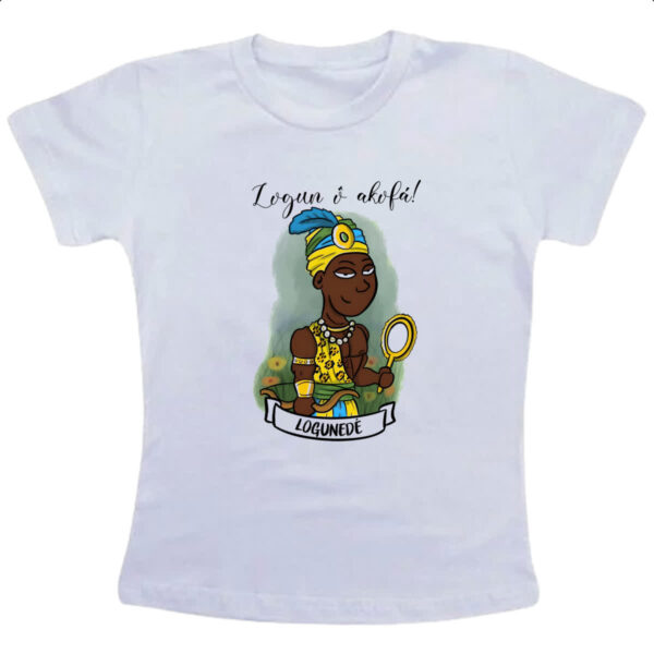 Camiseta Infanto Juvenil Orixas Cartoon Logunede Logun o akofa