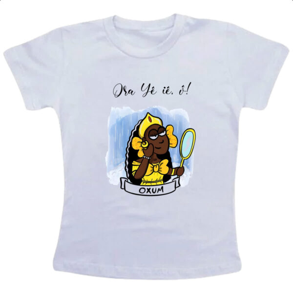 Camiseta Infanto Juvenil Orixas Cartoon Oxum Ora Ye ie o