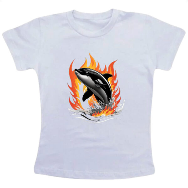 Camiseta Infanto Juvenil Orca ataque elementos de fogo