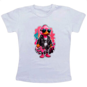 Camiseta Infanto Juvenil Patinho Pink Guitarrista Rock
